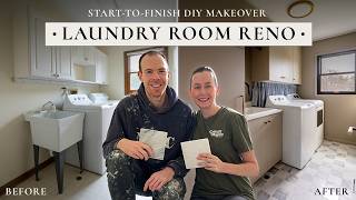 We Transformed Our Laundry Room | Marble Floors, Paint & IKEA Cabinet Installation