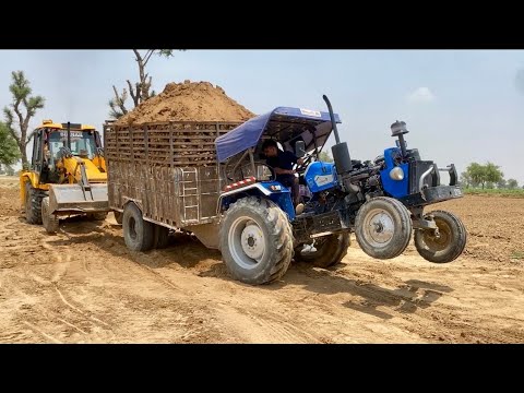 Sonalika Di 745 Tractor Full Loaded Trolley mud with stuck