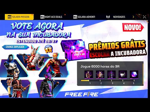 CORREE!! EVENTO INCUBADORA 5 EM 1, PEGUE AS SKINS DE GRAÇA, BARBA DO VELHO E ATUALIZAÇÃO - FREE FIRE