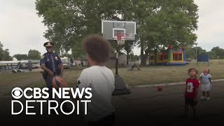 YouTube video thumbnail: Michigan Troopers Spend Time With Kids on the Basketball Court