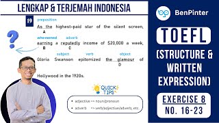 Soal dan Pembahasan TOEFL (Structure and Written Expression) Exercise 8 - Part 3 (No. 16-23)