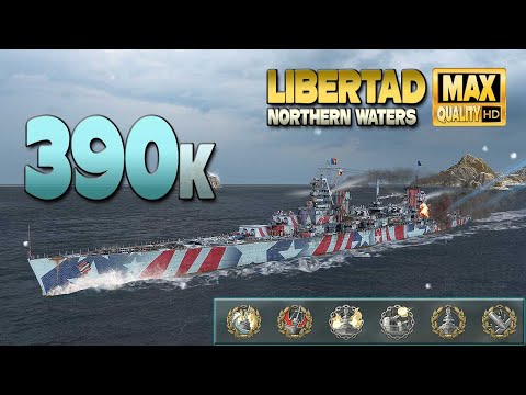 battleship Libertad  Dominates on map Northern Waters   World of Warships