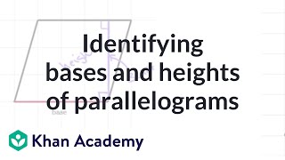 Identifying bases and heights of parallelograms | Khan Academy