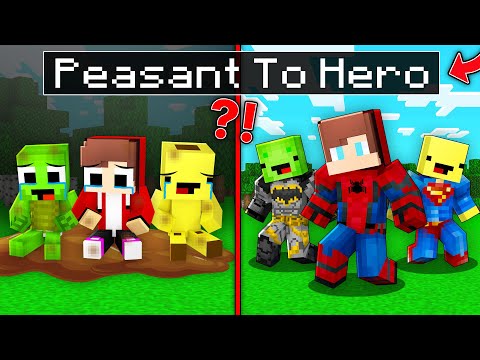 JJ, Mikey and Banana Kid From HUMAN to SUPERHERO in Minecraft Maizen!