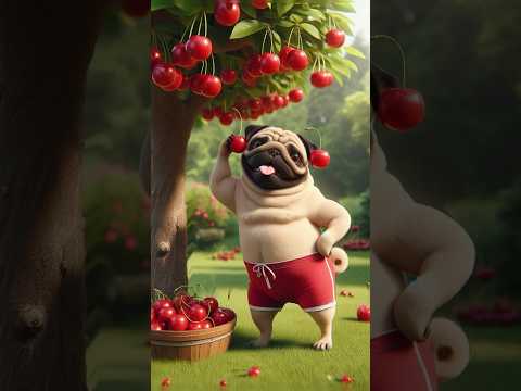 Cute Pug doesn't have money to buy cherries, let's see his idea 🐶💡🍒#pug #dog #funny #memes