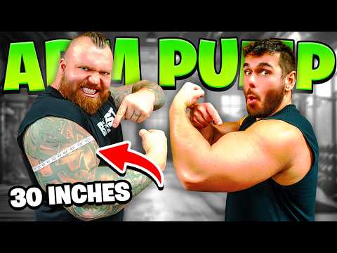 EPIC STRONGMAN ARM DAY WITH EDDIE HALL | WHO CAN GET A BIGGER PUMP?? Ft. Ross Edgley