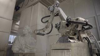 YouTube video thumbnail: Carrara Marble: Can a Sculpture Created by an AI Robot be Considered as art ?