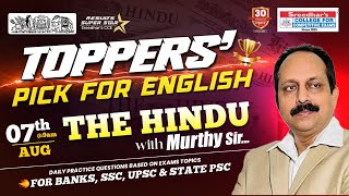 🔴Boost Your English with The Hindu | August 07th Editorial Analysis |Toppers Strategy|Sreedhar's CCE