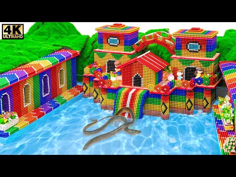 DIY - Build Underground Castle, House, Swimming Pool For Eels From Magnetic Balls ( Satisfying )