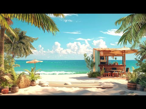 Beach Cafe with Soft Ocean Sounds and Relaxing Jazz Music to Relax | Bora Bora Vibes