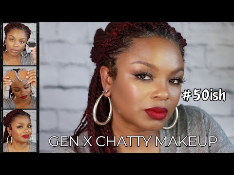 GEN X CHATTY MAKEUP | ALMOST 50 | KVD BALM FOUNDATION | HUDA PEACH PIE | RICH AUNTIE - LIP BAR