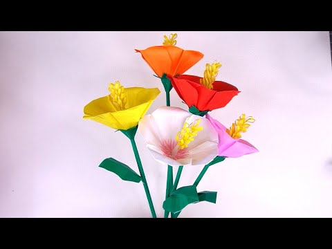 折り紙 ハイビスカスの葉 茎 ガクの折り方 Origami hibiscus leaves stem Sepal tutorial（NiceNo1）