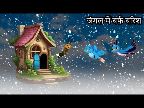 जंगल में बर्फ़ बारिश | जुगनू की कहानी | chidiya ki kahani | chidiya wale cartoons | tuntuniya