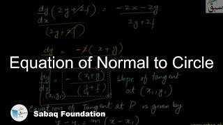 Equation of Normal to Circle