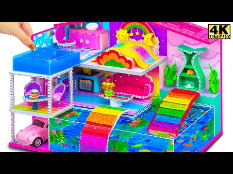 Build 3 Floor Mermaid House with Two Water Slide, Aquarium and Pool for Pet | DIY Miniature House