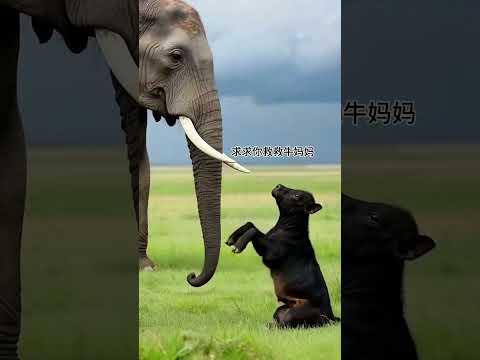 Mama Niu accidentally fell into a mud pit and could not get up. The smart calf went to ask for h