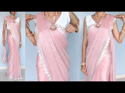 Party wear heavy border Saree draping tutorial | how to wear saree look slim and tall