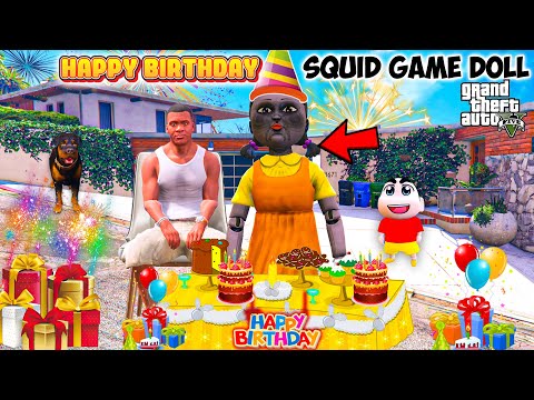 Black Squid Game Doll Birthday Celebration in GTA 5 | Black Squid Game Doll Birthday Party in GTA 5