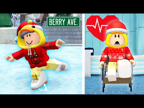 Mi HERMANITO TUVO UN ACCIDENTE en la Pista de Patinaje de Navidad en Berry Avenue Roblox ⛸❄