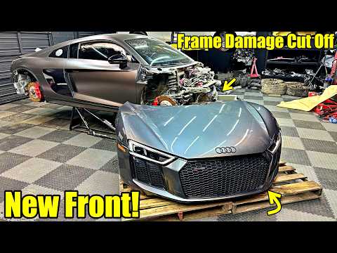 Rebuilding The smashed 2018 AUDI R8 FRONT END!