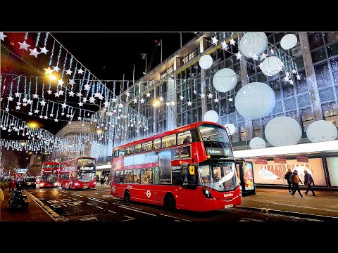 ✨🎄2024 Best London Christmas Lights Tour | REGENT STREET, OXFORD STREET Lights & Displays [4K]