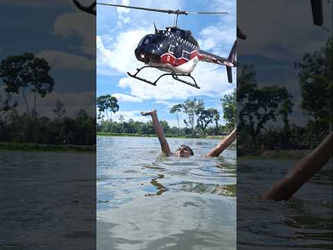 Helicopter flying On Open Blue Sky