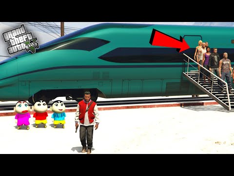 GTA 5 : Franklin Landing First Fastest Train Experience With Shinchan & Pinchan in GTA 5 ! JSS GAMER