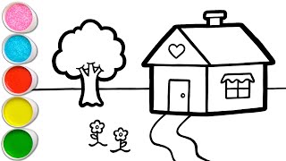 Gambar Rumah di Alam Menggambar, Melukis dan Mewarnai untuk Anak-anak 🍃🏚🍃 Gambar Lucu Mudah #392