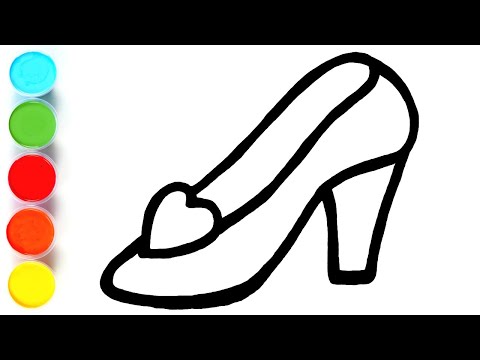 Princess Shoe Drawing, Painting, Coloring for Kids & Toddlers | Let's Draw, Paint Together