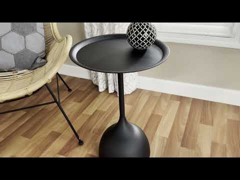 Baxton Studio Webb Black Metal Pedestal Side Table &ndash; Modern Accent Table with Round Tray Top for Indoor or Semi-Outdoor Use Youtube thumbnail image number 9