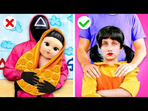 हमने स्क्विड गेम डॉल को गोद लिया || मज़ेदार पल