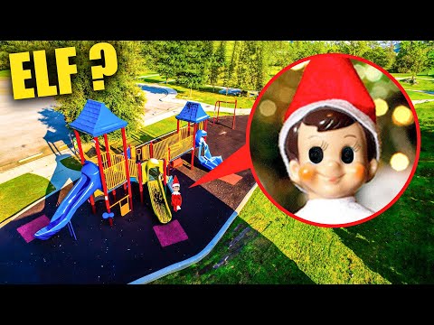 DRONE catches ELF ON THE SHELF at HAUNTED PARK!! (he REALLY MOVED!)