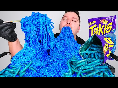 EATING THE WORLD'S SPICIEST BLUE HEAT TAKIS FIRE NOODLES • Mukbang & Recipe