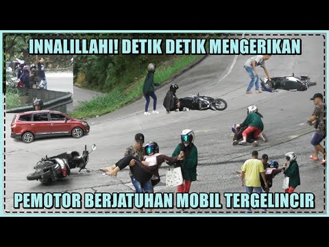 Innalillahi, Live Detik Detik Mengerikan Pemotor Berjatuhan Mobil Tergelincir di Sitinjau Lauik