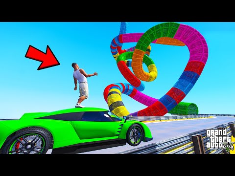 FRANKLIN TRIED TWISTING TUNNEL PARKOUR RAMP CHALLENGE GTA 5 | SHINCHAN and CHOP