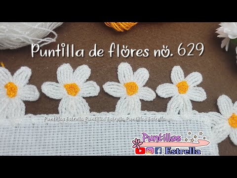 Puntilla de Flores 🌸margaritas 🌸 no. 629