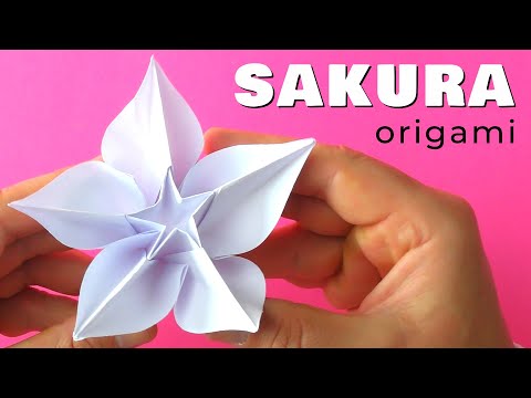 Sakura Easy Origami Flower with no glue. Cherry Blossom | How to make paper flower