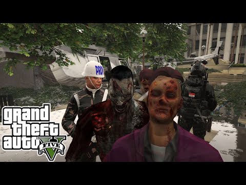 Patroli TNI Di Keroyok Ratusan Zombie Ganas || GTA 5 Mod Indonesia