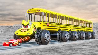 Giant School Bus McQueen Car Eater VS Cars Lightning McQueen Monsters Beamng Drive #458