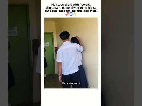 A shy smile, a simple bouquet, and a moment full of lov๐ #love #moments #surprise #couplegoal #viral