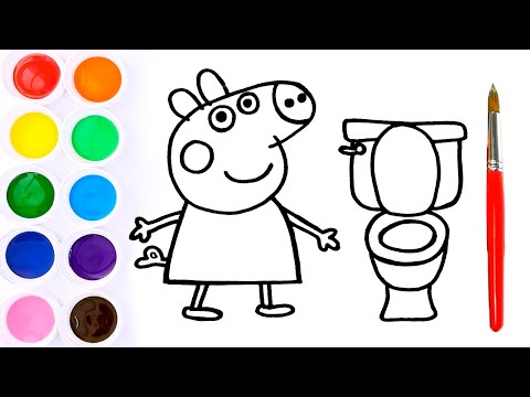 Como Dibujar y Colorear a Peppa Pig con Un Inodoro - Dibujos Para Niños