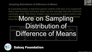 More on Sampling Distribution of Difference of Means