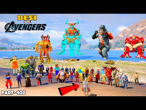 DESI Avengers and GOD KRATOS Failed to Stop SUPER LORD SHAITAAN with ODIN and GOKU GTA 5| #408