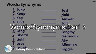 Words/Synonyms Part 3