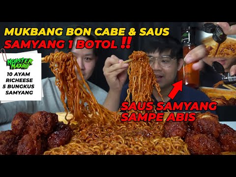 KONTEN PALING GAD OTAK SAMA REKT ‼️ MUKBANG 1 BOTOL SAUS SAMYANG & BON CABE | PAKE 5 MIE + 10 AYAM