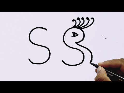 Peacock Drawing Simple & Very Easy With SS Letter Step By Step For Beginners #drawing #easydrawing