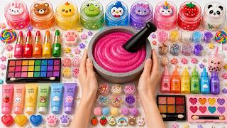 Satisfying Slime ASMR 🌈 DIY How to Make Rainbow Slime with Makeup Noodles Squishies Playdoh 15