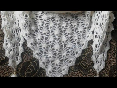 شال كروشيه مثلث بسيط وسهل/crochet shawl