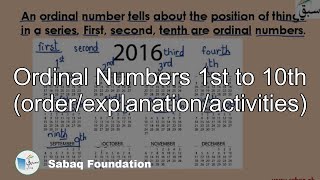 Ordinal Numbers 1st to 10th (order/explanation/activities)