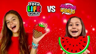 COMENDO COMIDA VERMELHA Por 24 HORAS NO TOCA WORLD VS AVATAR WORLD!